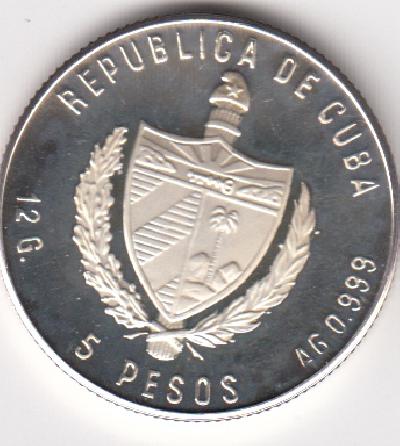 Beschrijving: 5 Peso W-OLYMPIC 84  SKI